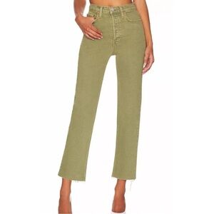 RE/DONE 70's Ultra High Rise Stove Pipe Jeans in Washed Sage Size 23